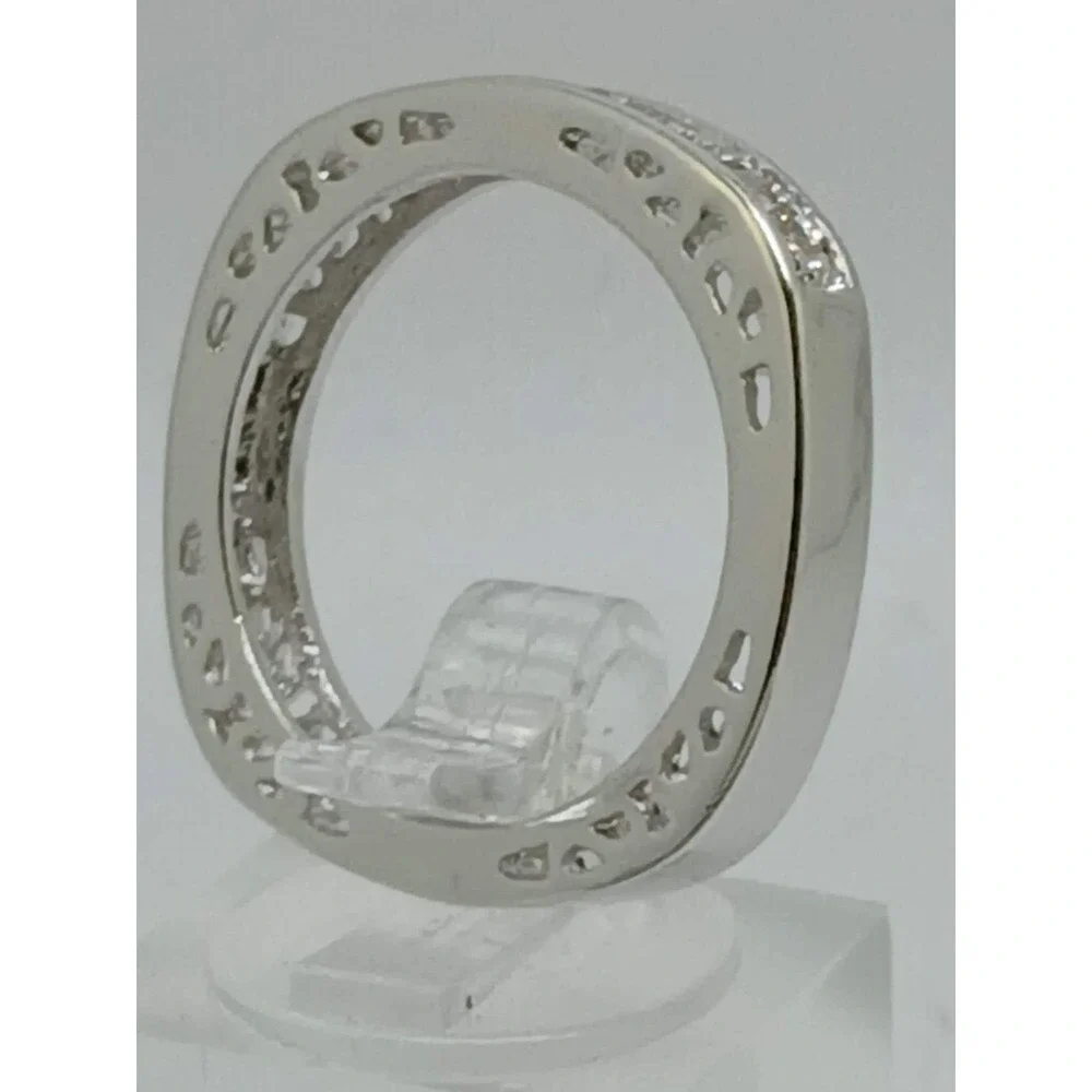Unique Vintage White Gold GP Round Cut Sim Diamond CZ Stack Wedding Ring‎ Size 8